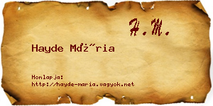 Hayde Mária névjegykártya